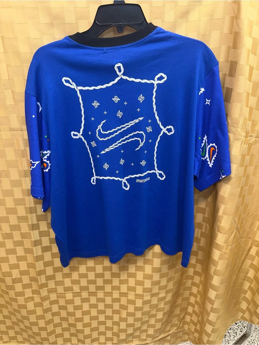 Nike Royal Blue Short-Sleeve Graphic Tee with Orange Accents